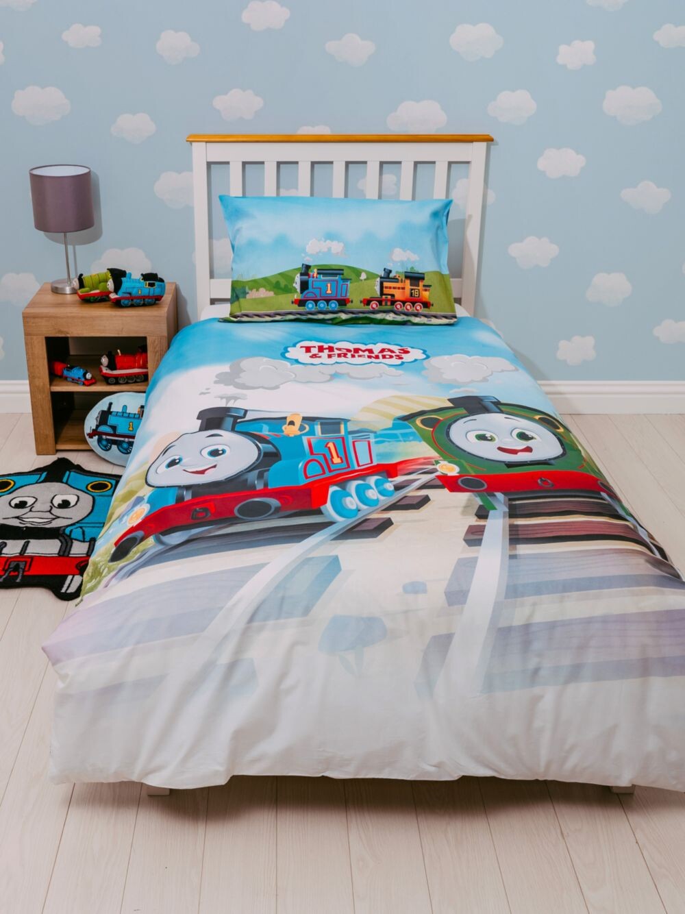 

Двусторонний комплект пододеяльников и наволочек Thomas & Friends, одинарный, разноцветный