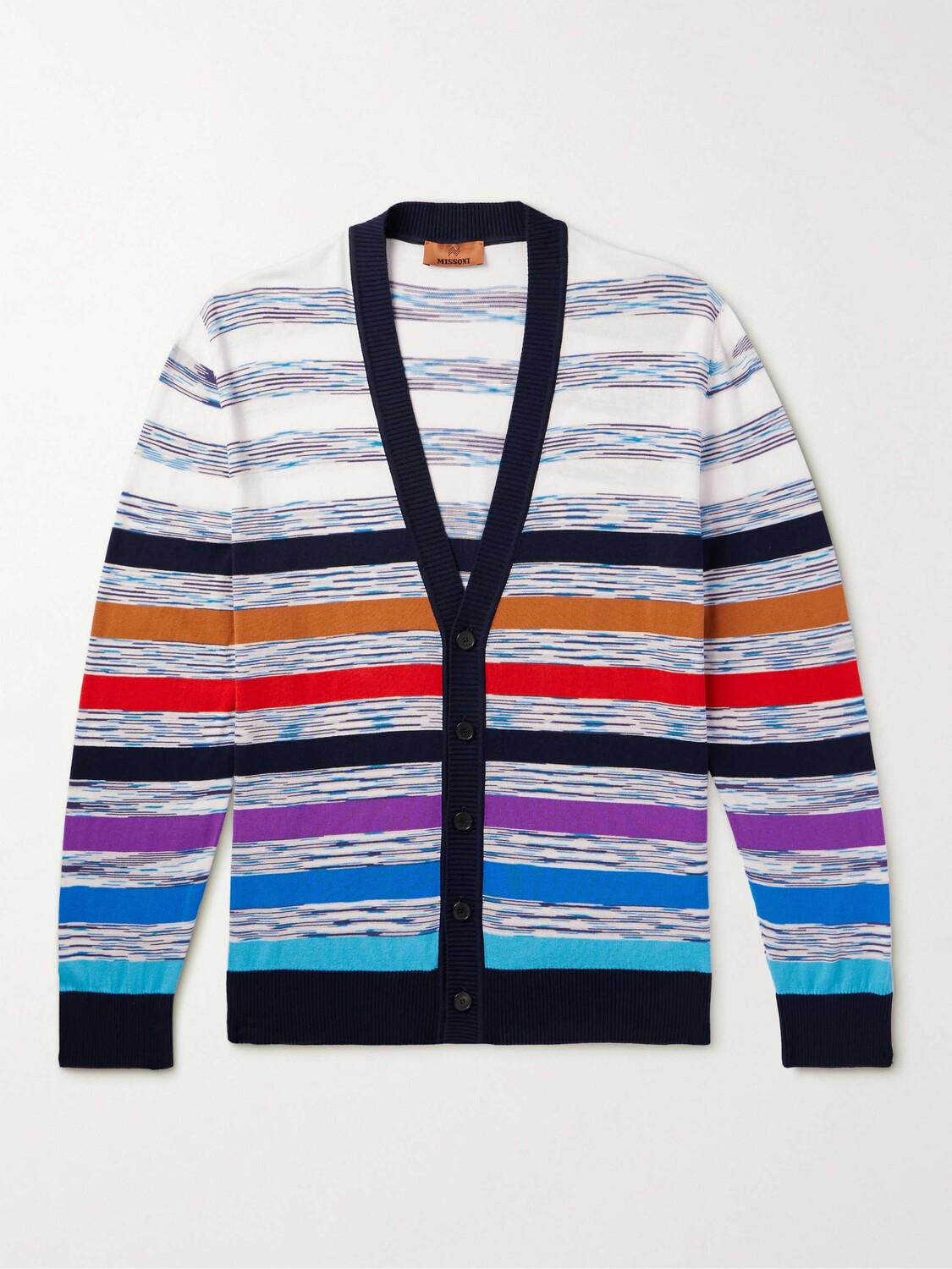 

Полосатый хлопковый кардиган космического крашения MISSONI, нави