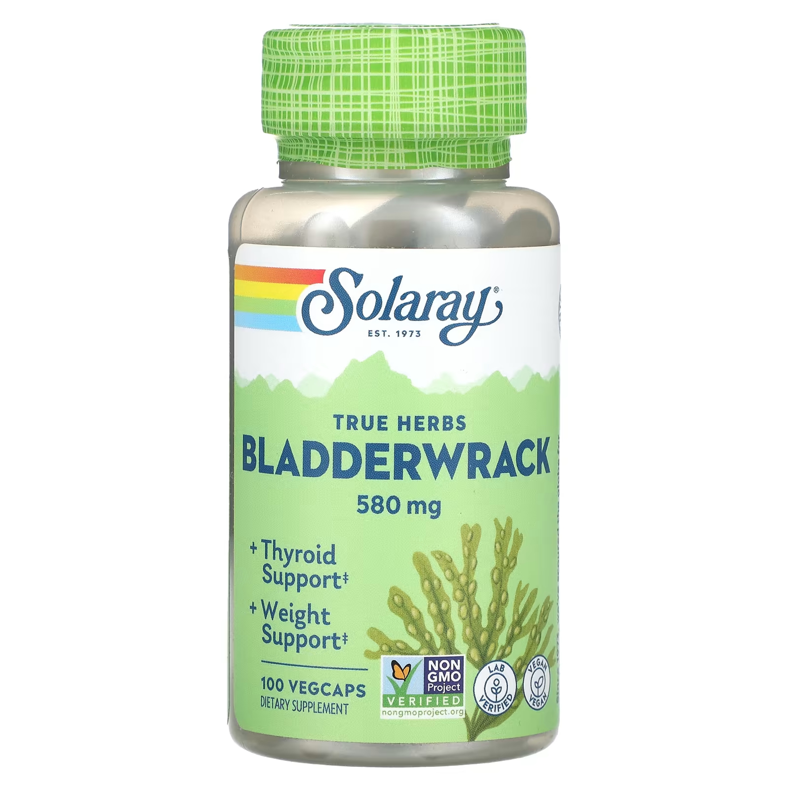 Solaray True Herbs Buldderwrack 580 мг 100 растительных капсул solaray цельные ягоды серенои 580 мг 360 растительных капсул