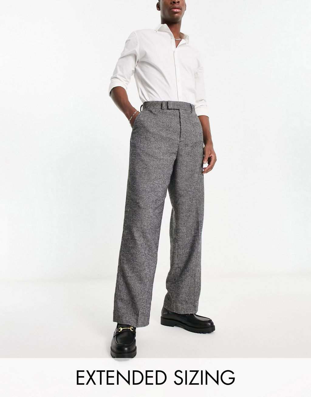 Черные широкие брюки из смесовой шерсти ASOS DESIGN