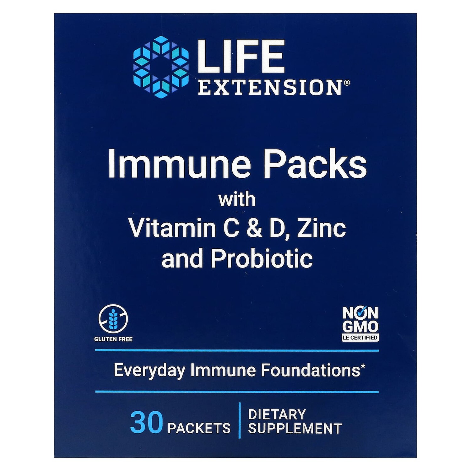 

Иммунные пакеты с витаминами C и D, цинком и пробиотиком, 30 пакетиков, Life Extension