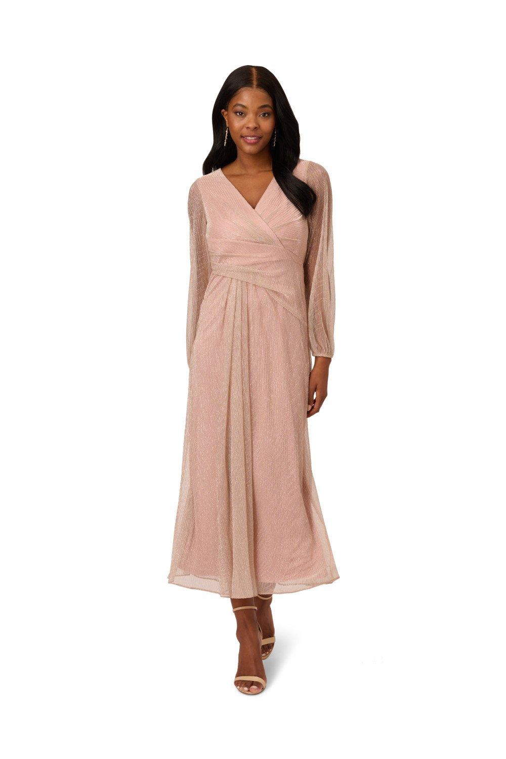 Платье из металлизированной сетки с драпировкой Adrianna Papell, розовый лиственница стиф випер на штамбе 120 см