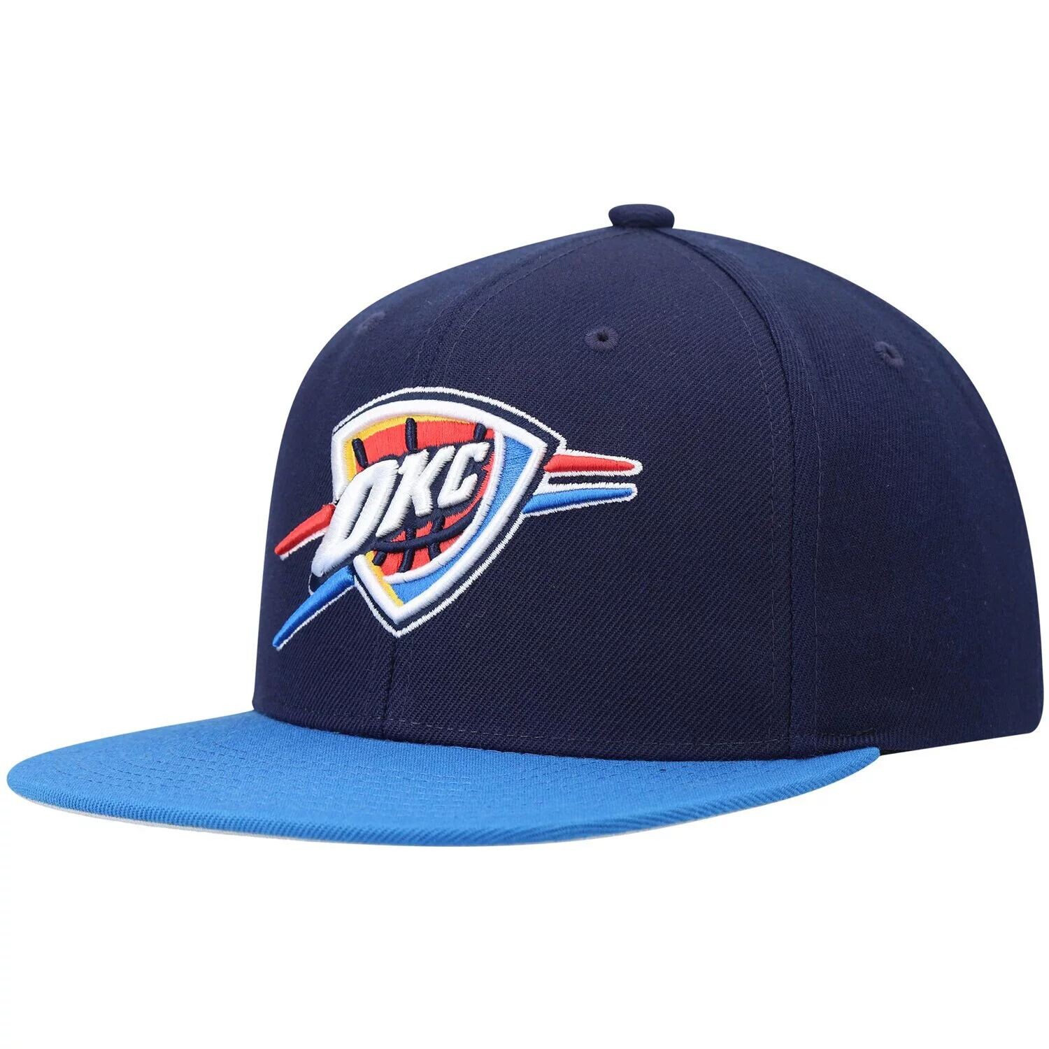 

Мужская двухцветная бейсболка Snapback 2.0 Mitchell & Ness темно-синего/синего цвета Oklahoma City Thunder Team