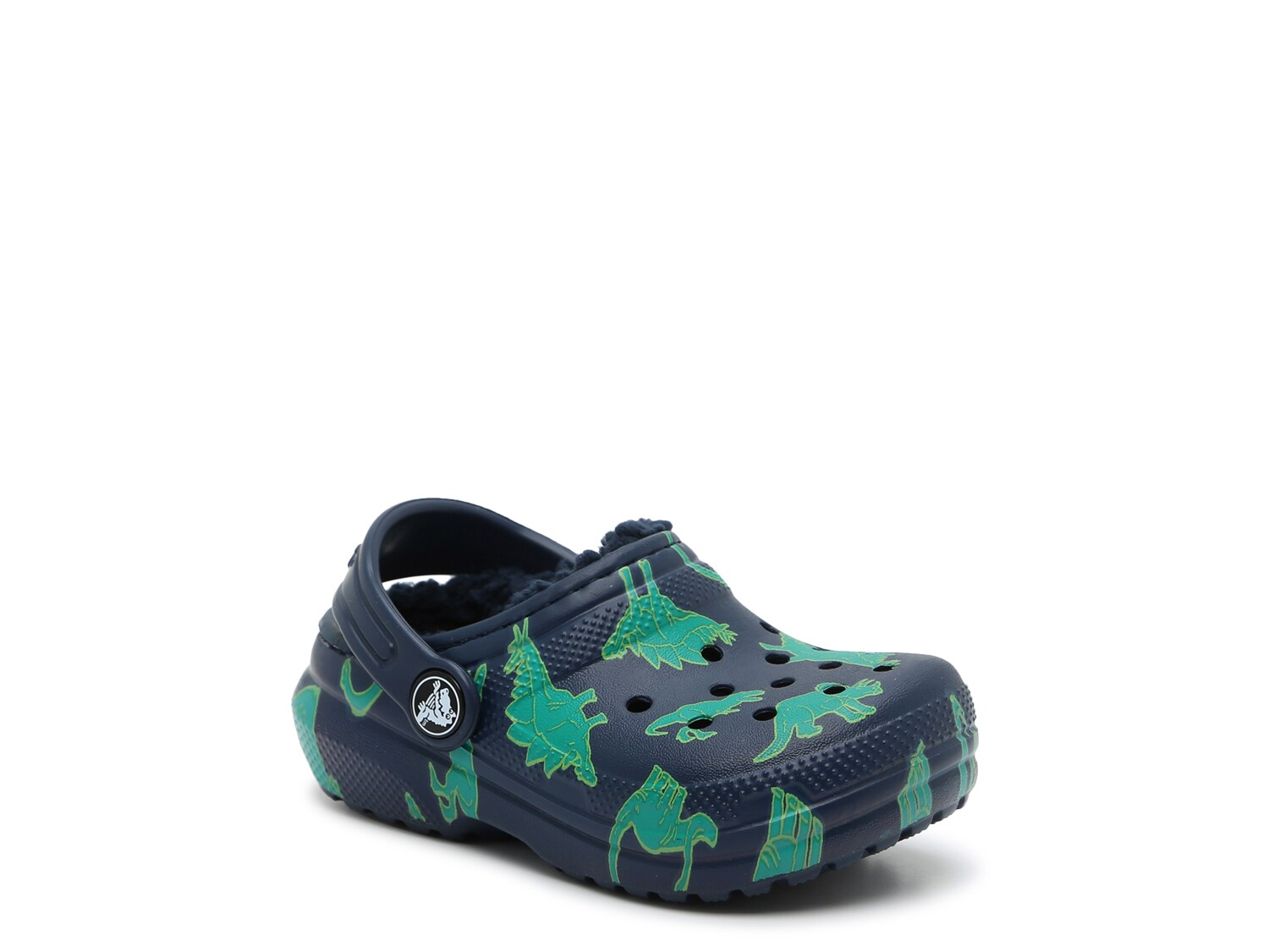 Тапочки-сабо детские Crocs Classic на подкладке, темно-синий / зеленый