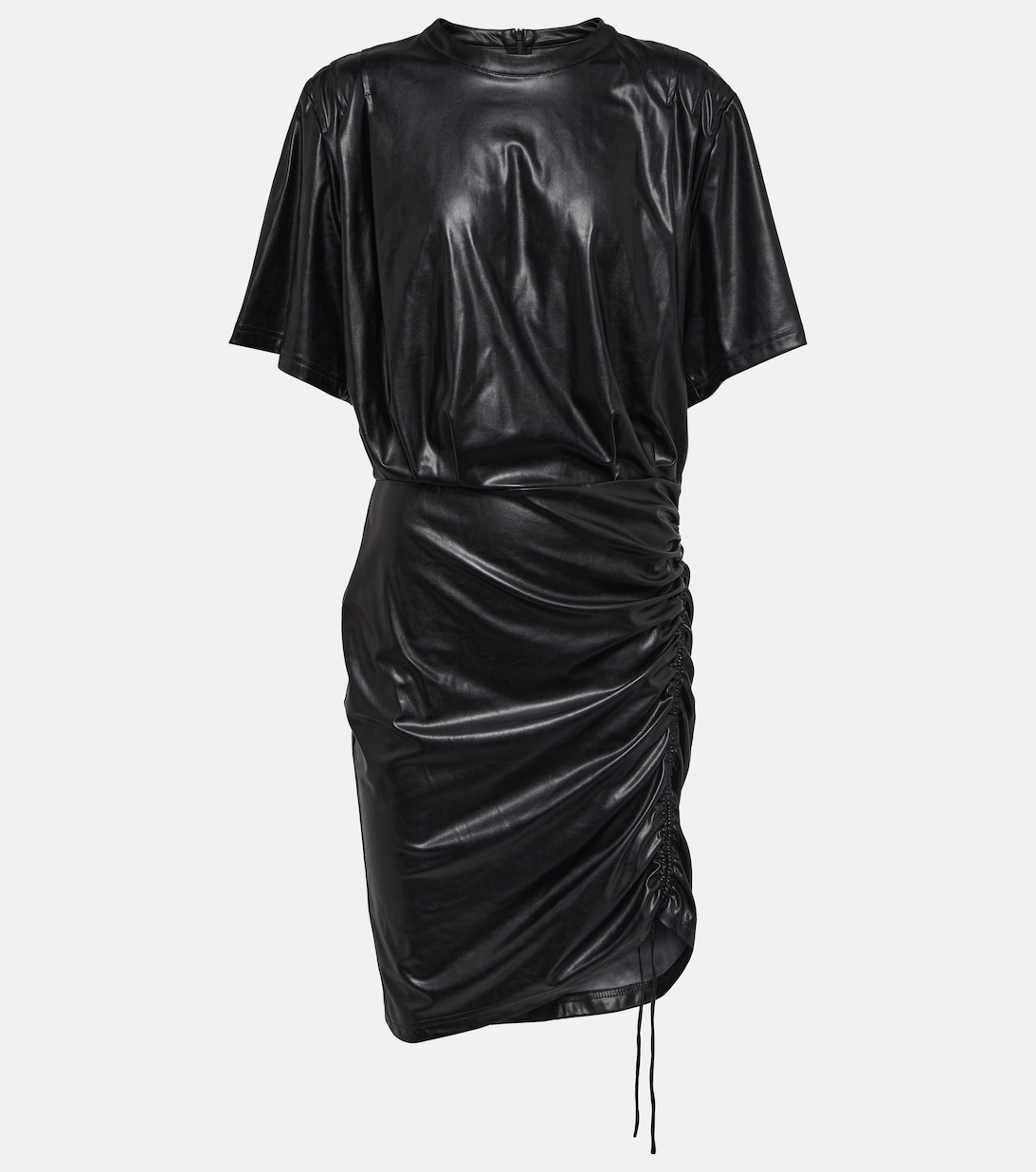 цена Мини-платье Balesi из искусственной кожи со сборками MARANT ETOILE, черный