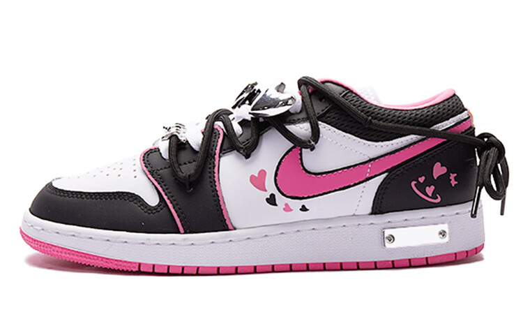 

Кроссовки Air Jordan 1 Vintage Basketball Shoes Women's Low-top Black/pink/white, розовый