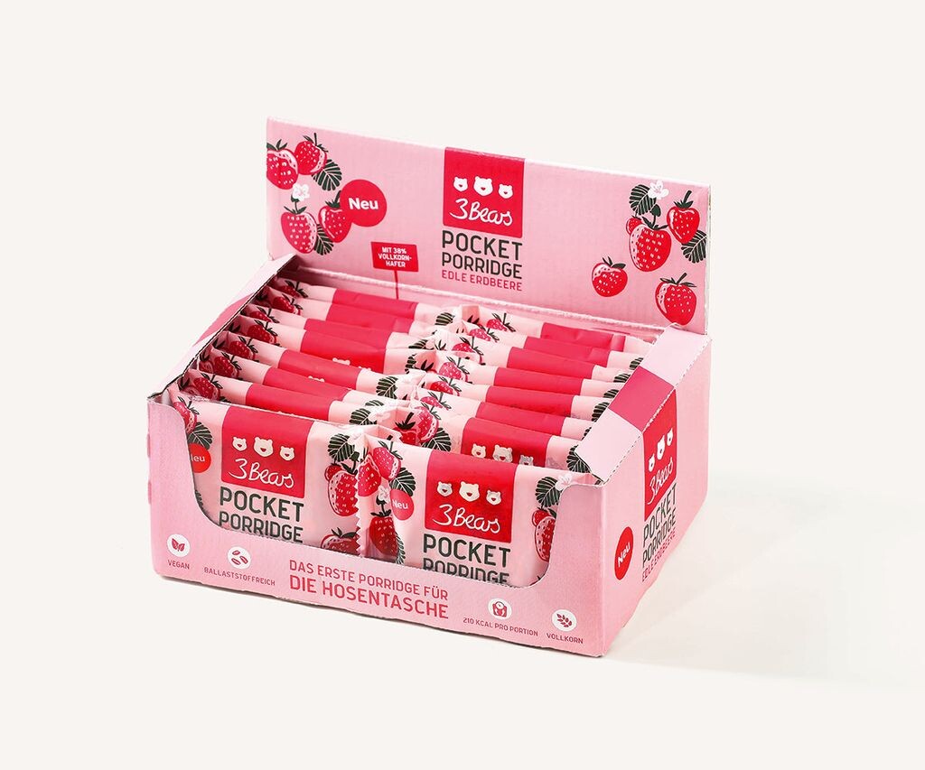 

Овсяные батончики 3Bears Pocket Porridge Noble Strawberry — 16 батончиков