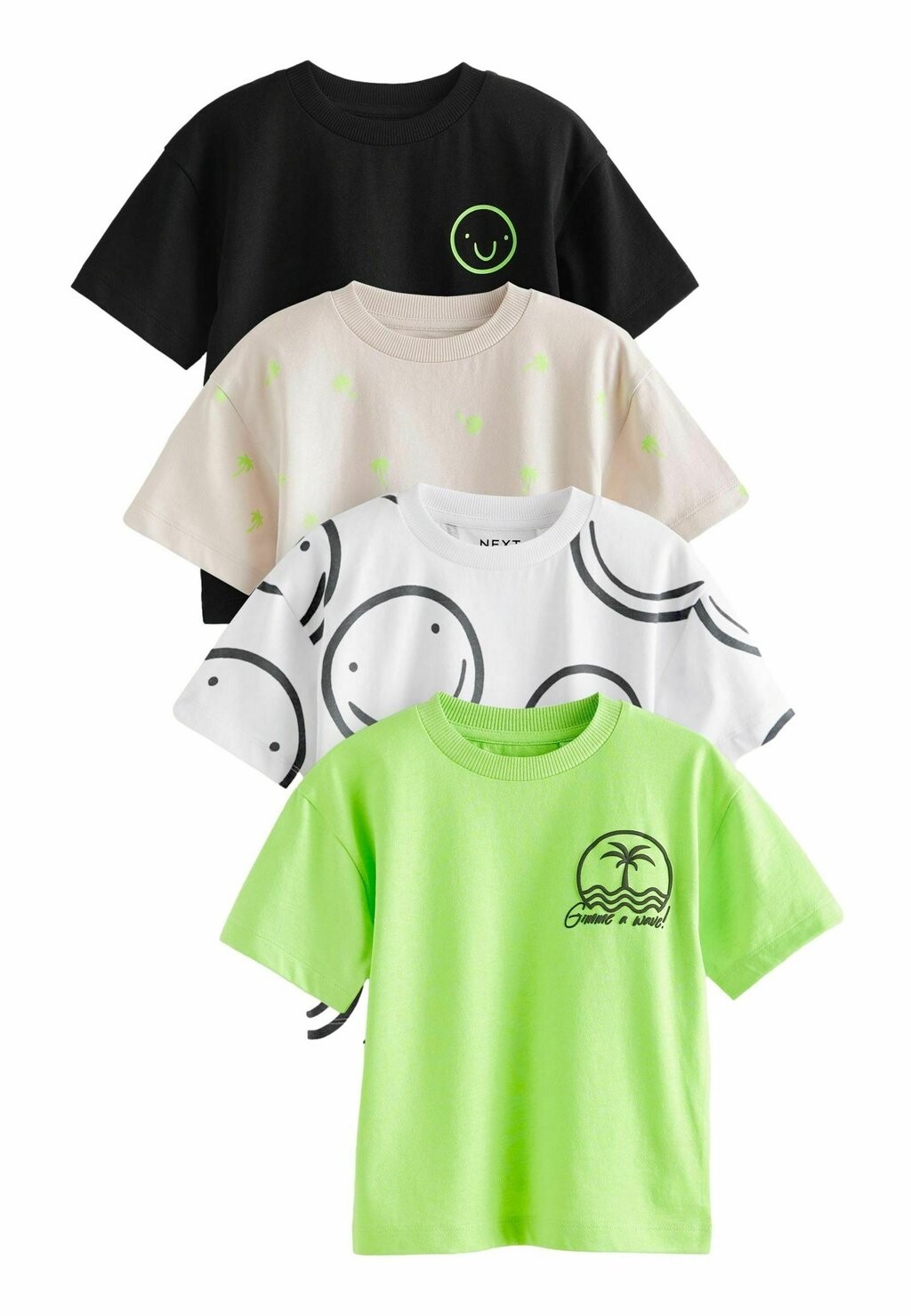 

Футболка с принтом CHARACTER SHORT SLEEVES 4 PACK Next, цвет black green