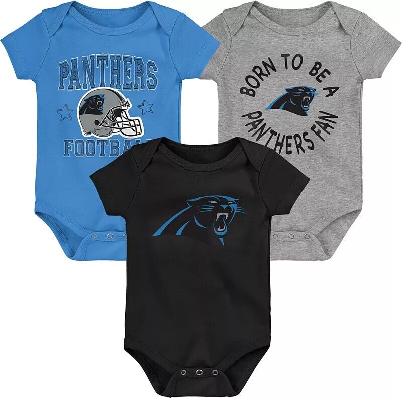 

Комплект одежды для новорожденных Nfl Team Apparel Infant Carolina Panthers 'Born 2 Be', комплект из трех боди