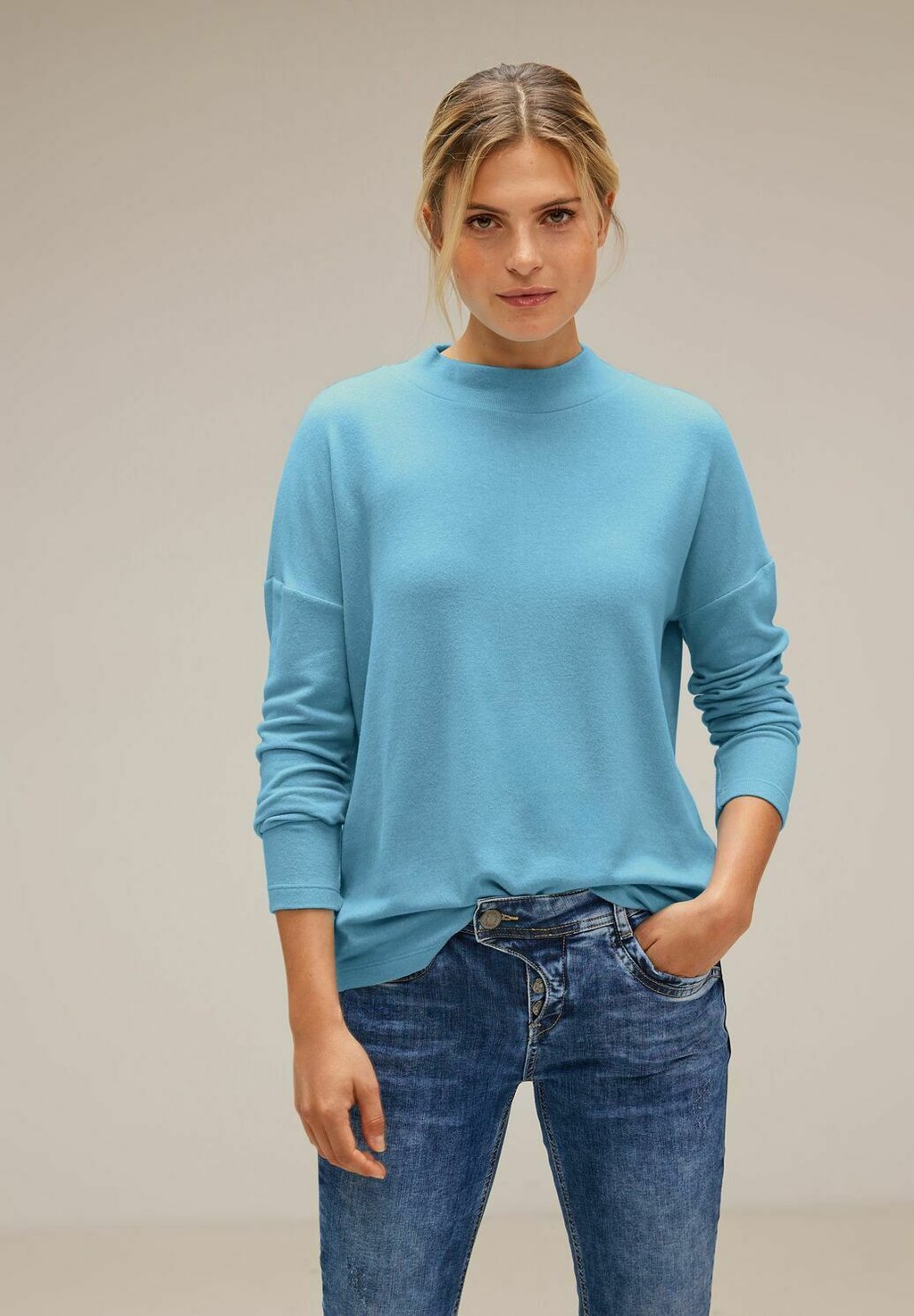 Вязаный свитер COSY MIT ZIERNAHT Street One, цвет blau