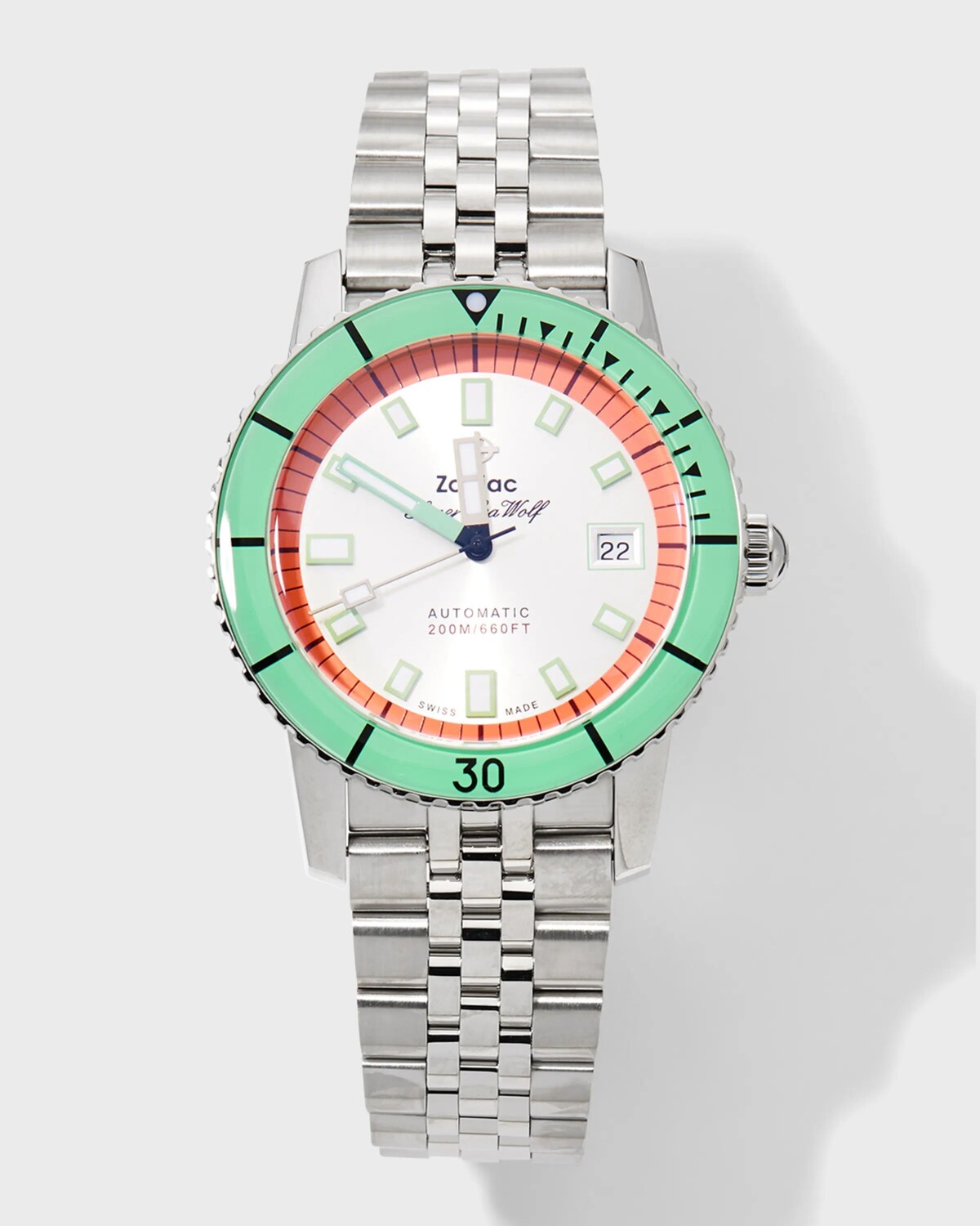 

Мужские автоматические часы-браслет Super Sea Wolf ZODIAC, цвет Silver