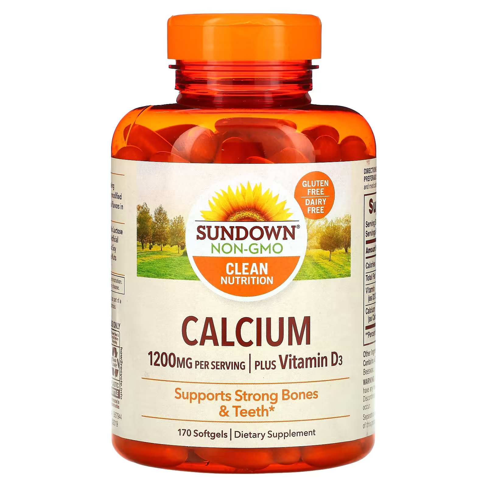 альций плюс витамин D3 Sundown Naturals К 1200 мг, 170 мягких таблеток кальций плюс витамин d3 sundown naturals 600 мг 120 таблеток