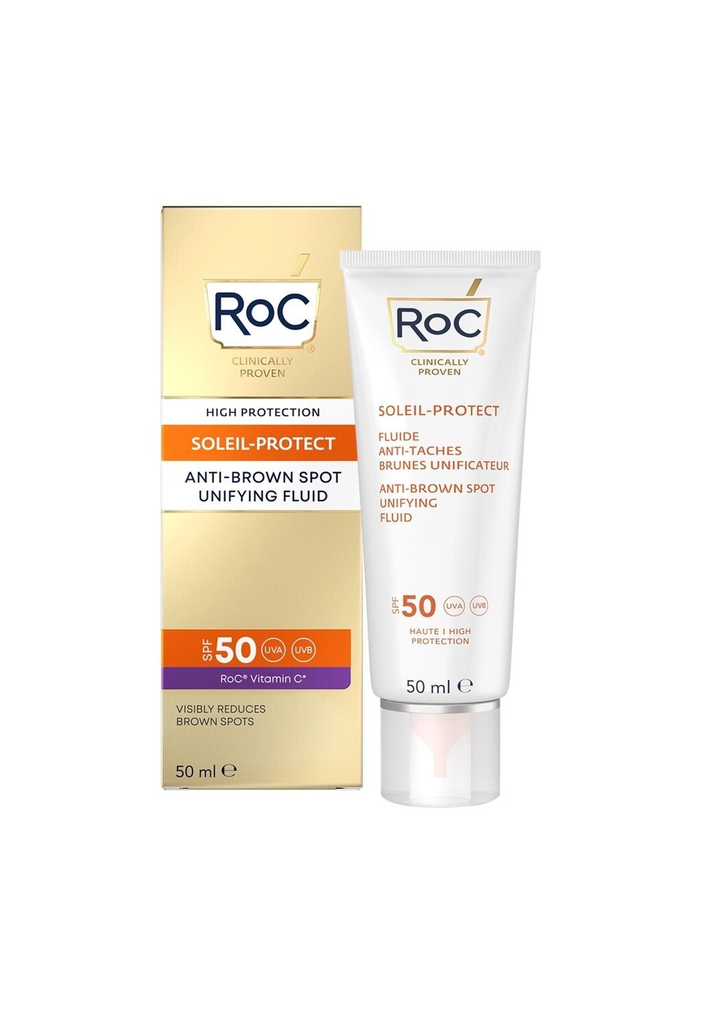 

Защита от солнца ROC SOLEIL-PROTECT ANTI-BROWN SPOT UNIFYING FLUID SPF50+ 50ML Roc Skincare, белый