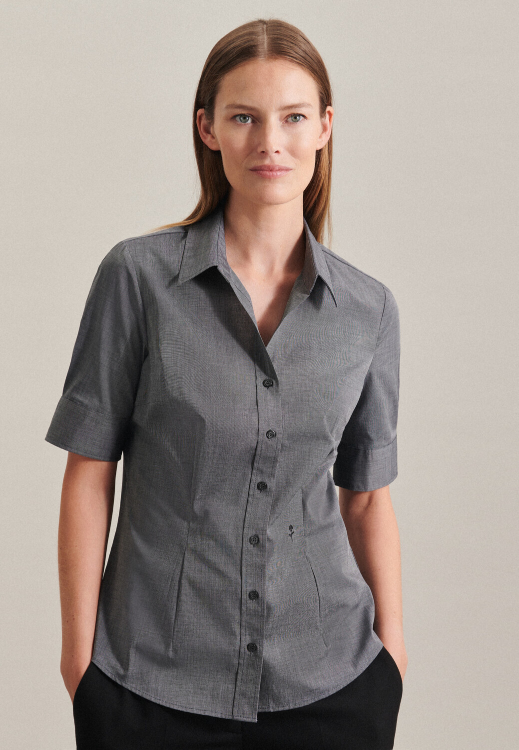 

Блуза Seidensticker Hemd Slim Fit, серый
