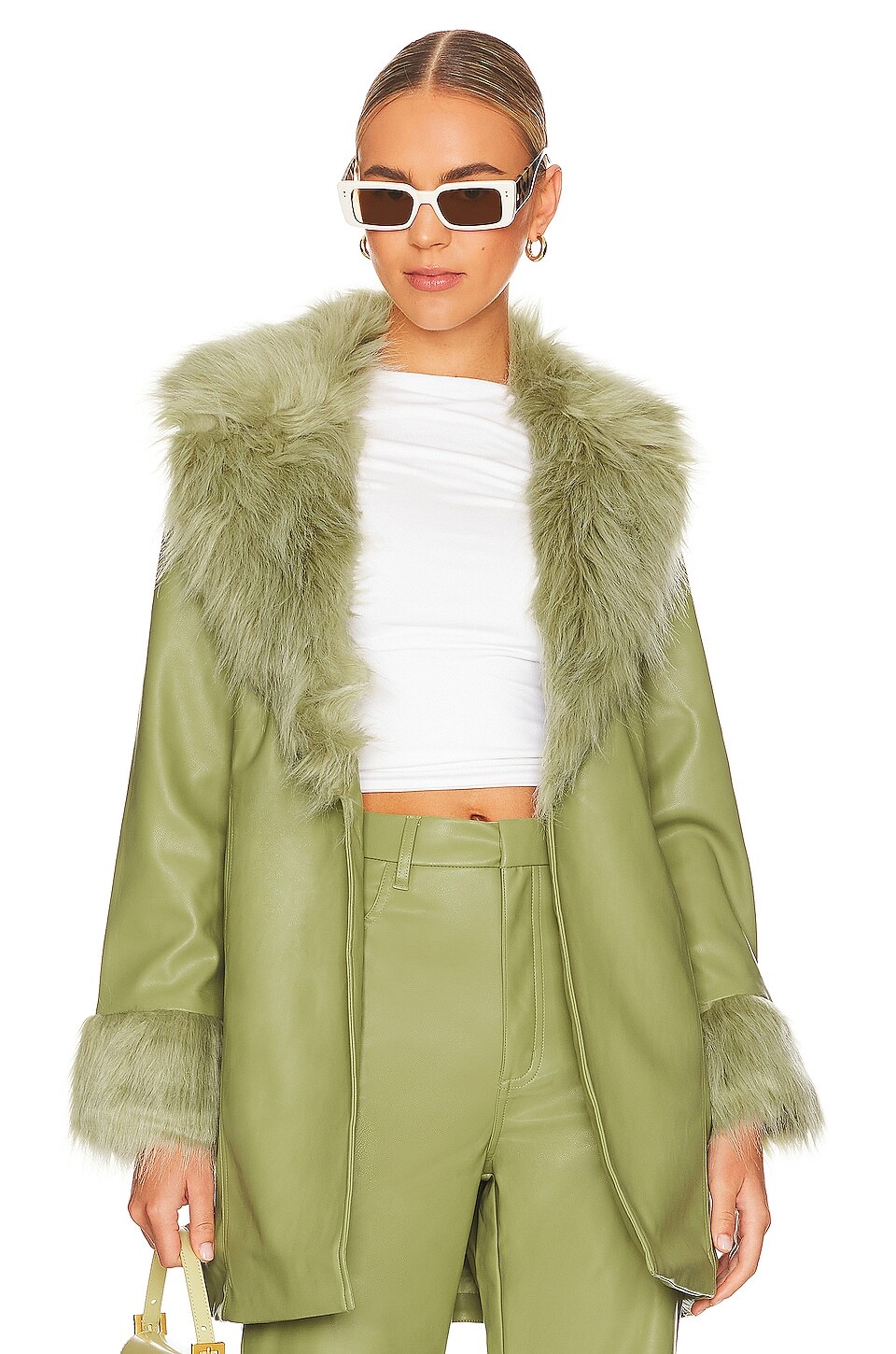 Куртка Show Me Your Mumu Penny Lane Faux Leather, цвет Sage пальто show me your mumu penny lane long coat цвет faux suede chevron faux fur