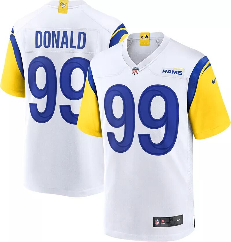 

Мужская футболка Nike Los Angeles Rams Aaron Donald #99 альтернативного белого цвета