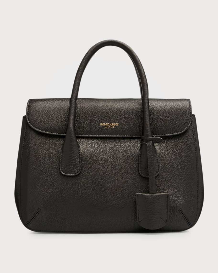 

Сумка из шагреневой кожи среднего размера с ручкой сверху Giorgio Armani