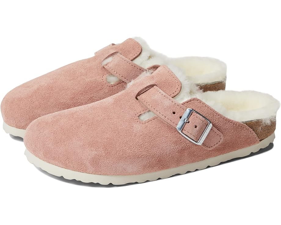 Сабо Birkenstock Boston Shearling - Suede, цвет Pink Clay/Natural Suede/Shearling