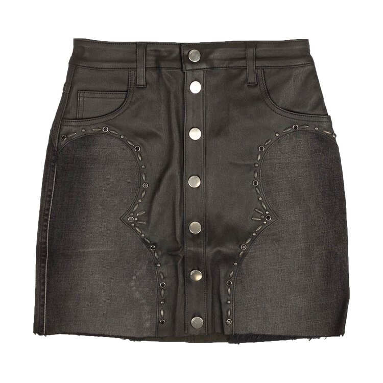 

Юбка Amiri Western Denim And Leather Mix Mini 'Black', черный