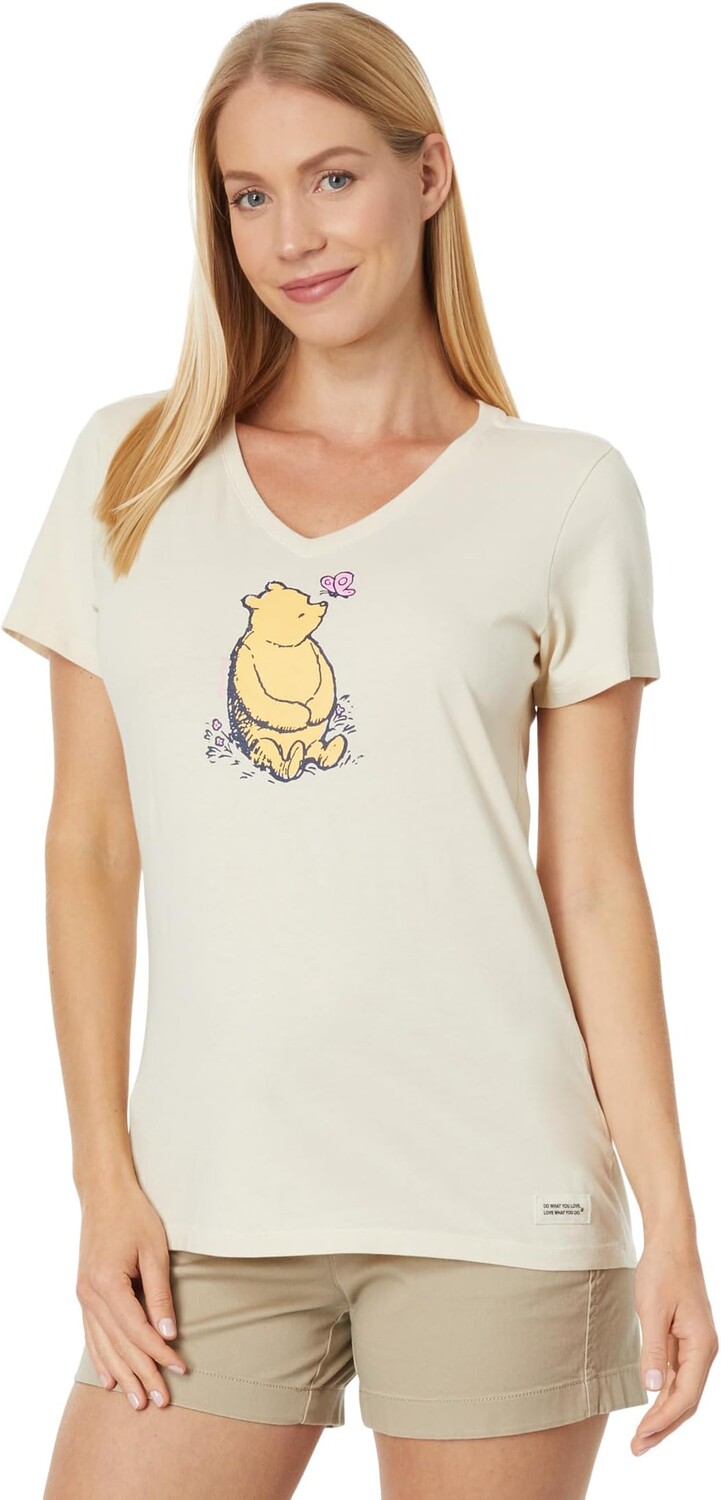 

Winnie & Butterfly Short Sleeve Crusher Vee Life is Good, цвет Putty White