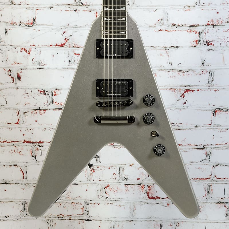 Электрогитара Gibson - Dave Mustaine Flying V EXP - Electric Guitar - Metallic Silver - w/ Custom Hardshell Case with Dave Mustaine Silhouette - x0186