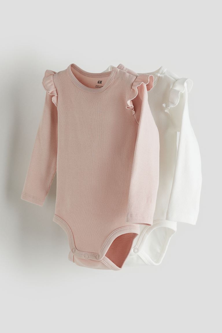 В упаковке 2 боди с длинными рукавами H&M, розовый набор из 3 боди с длинными рукавами для новорожденных белый розовый