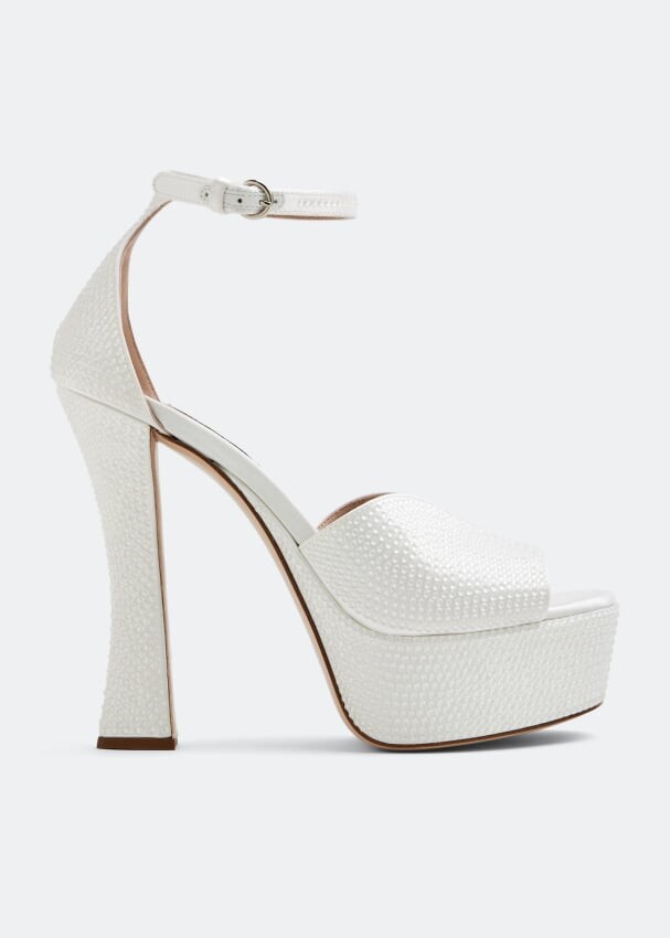 

Сандалии Miu Miu Crystal Satin Platform, белый