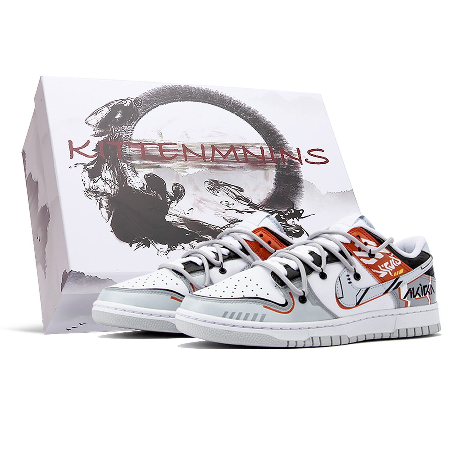 

Кроссовки Nike Dunk Skateboarding Shoes Men Low-top Gray/Orange, серый/оранжевый