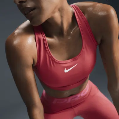 

Спортивный бюстгальтер Nike Swoosh Medium Support, цвет Aster Pink/White