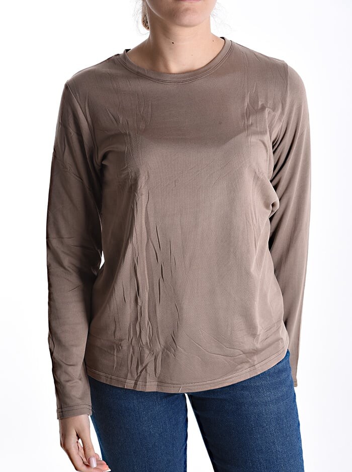 

Хлопковый топ с длинными рукавами, цвет Mud Brown