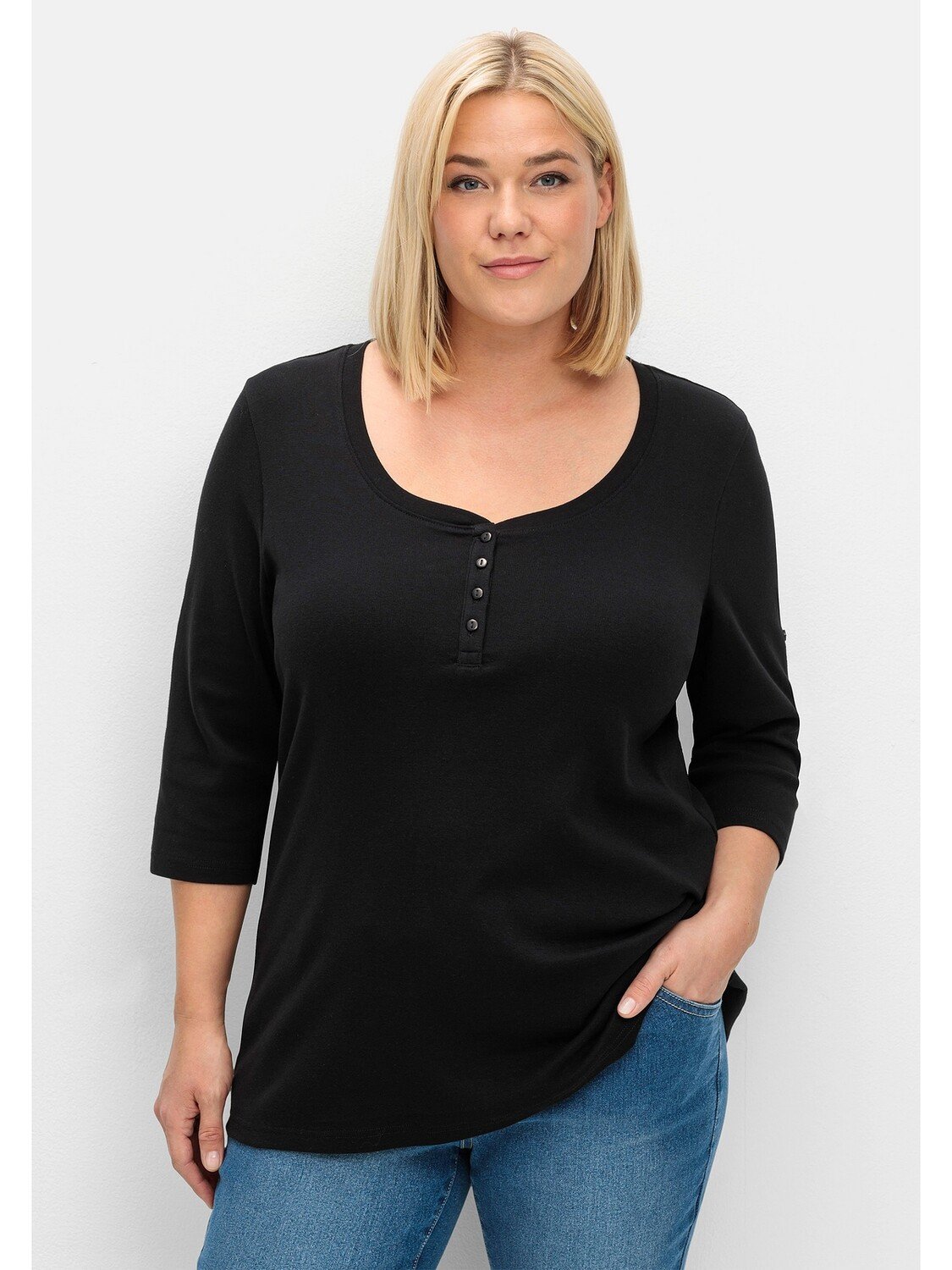 

Футболка sheego Henley, черный