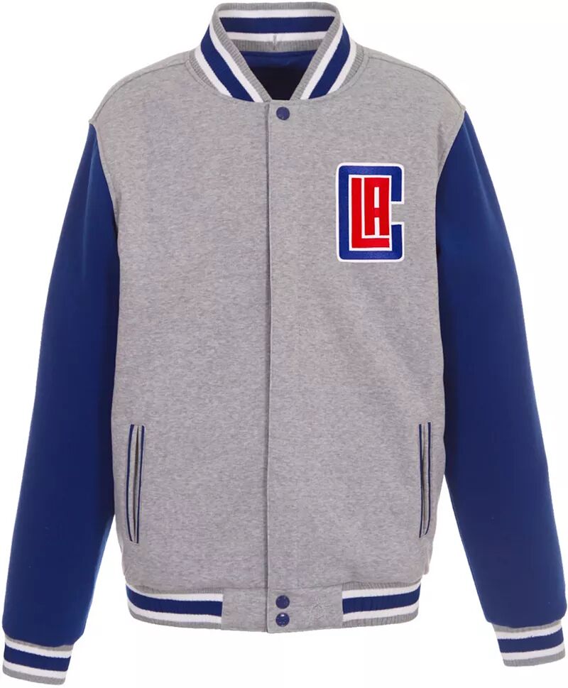 цена Мужская серая двусторонняя флисовая куртка Jh Design Los Angeles Clippers