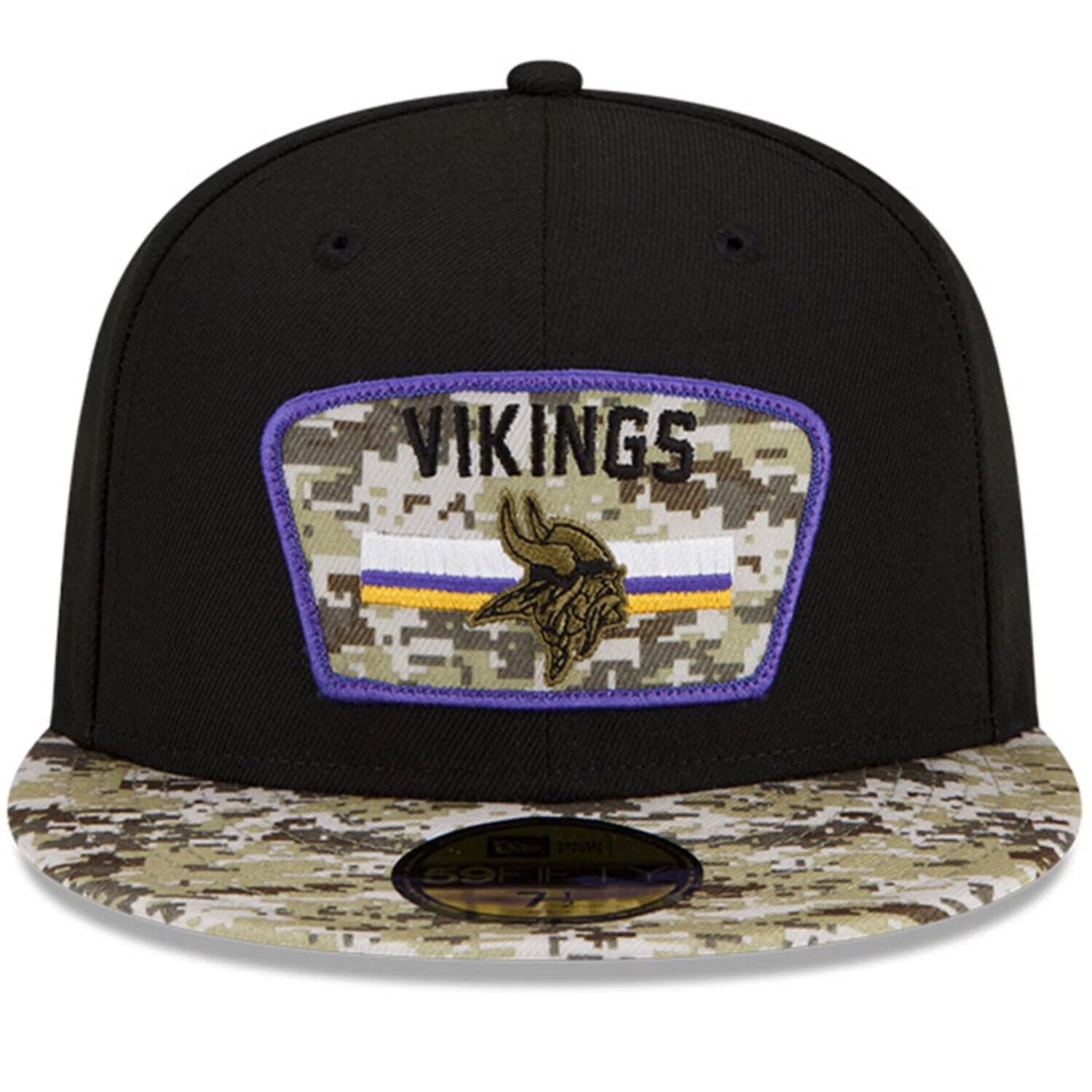 

Мужская облегающая шляпа New Era Black/Camo Minnesota Vikings 2021 Salute To Service 59FIFTY