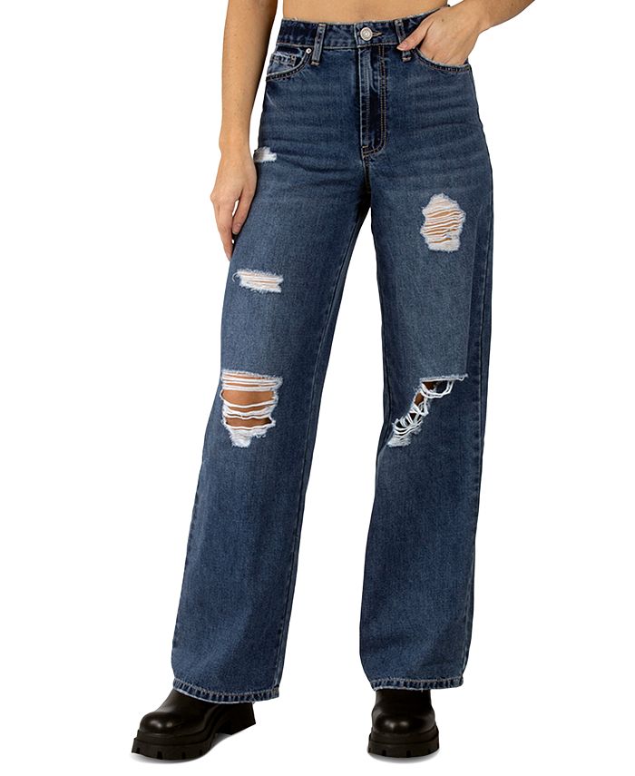 цена Юниорские хлопковые джинсы с высокой посадкой и эффектом потертости Indigo Rein, цвет Med Blue