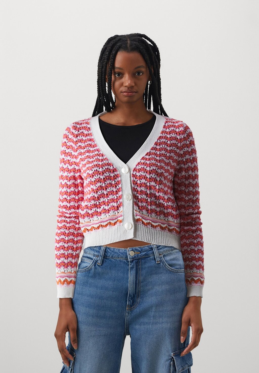 

Кардиган ONLFREIDA LIFE VNECK ONLY, цвет birch/pink