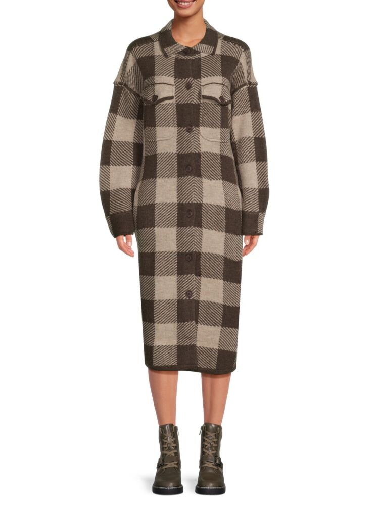 

Платье-рубашка миди в клетку цвета индиго 360 Sweater, цвет Mocaquinoa