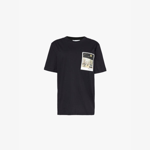 

Футболка из хлопкового джерси с круглым вырезом и карманами Padded-Pocket Helmut Lang, черный