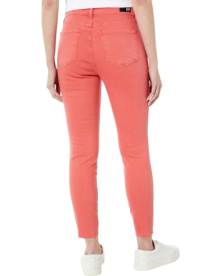Джинсы KUT from the Kloth Connie High-Rise Fab AB Ankle Skinny-Raw Hem in Coral, коралловый
