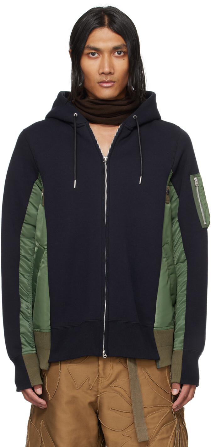 

Толстовка со вставками темно-синего цвета и цвета хаки Sacai, цвет Navy/Khaki