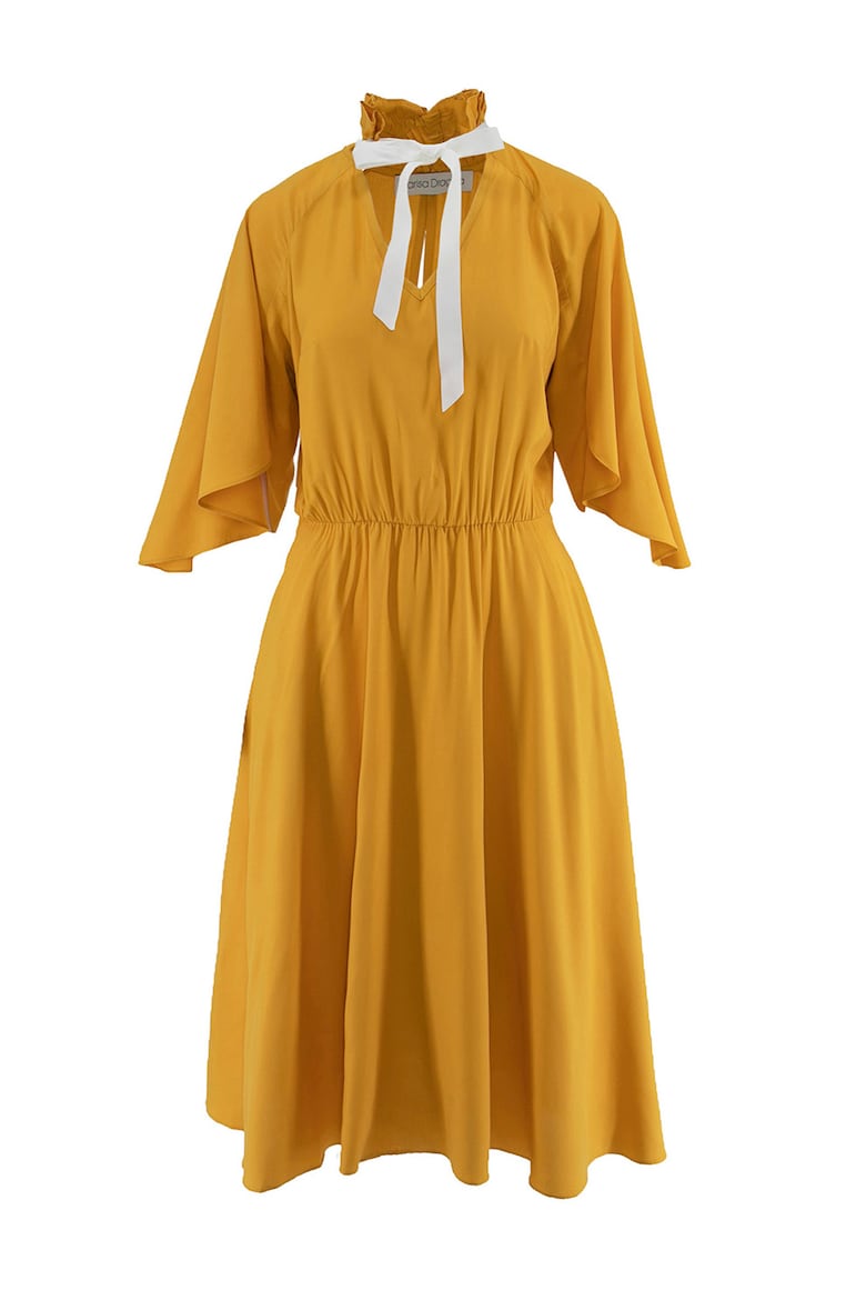 Вырезанное платье с лентой Larisa Dragna, желтый
