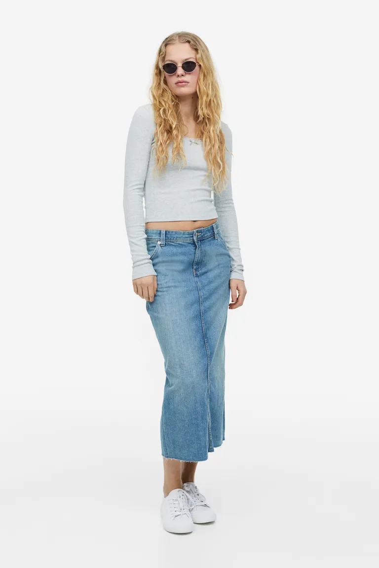 

Ажурная трикотажная блузка с кружевной окантовкой H&M, серый