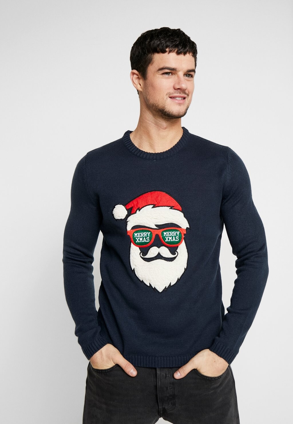 

Свитер Only & Sons Onsxmas Funny Badge, темно-синий