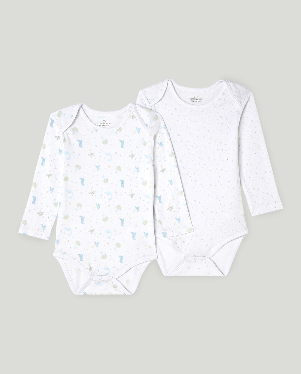 

Комплект из двух боди с длинными рукавами. Cotton Juice, разноцветные