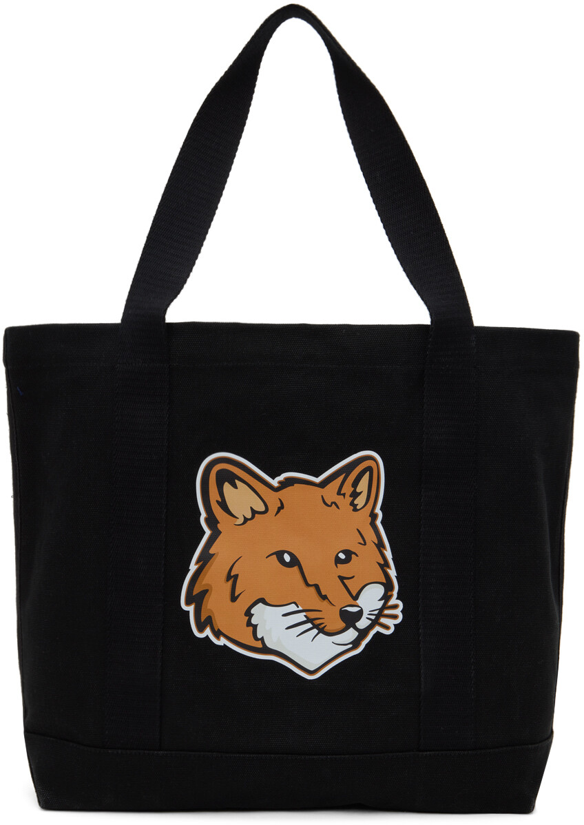 

Сумка-тоут с головой Black Fox Maison Kitsune, цвет Black