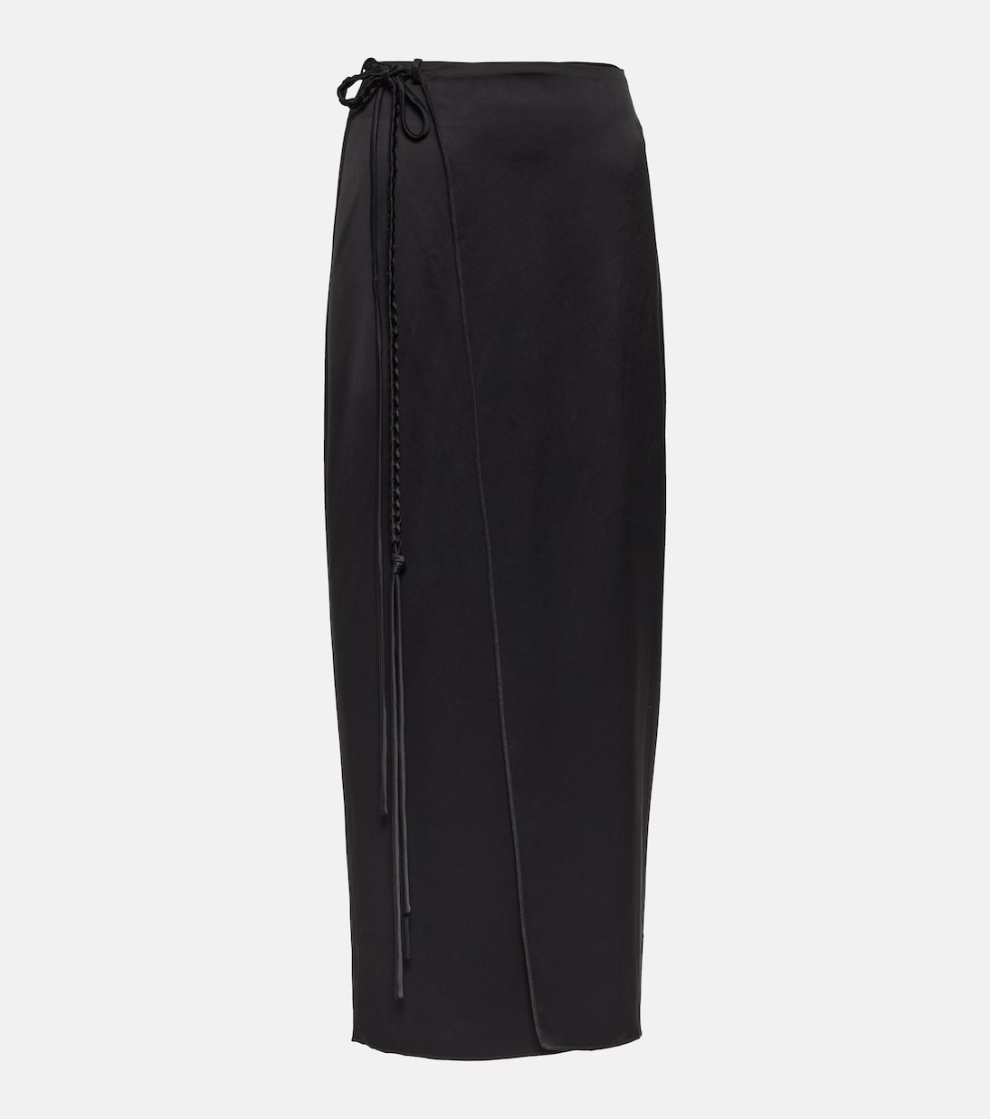 Атласная юбка макси racha с запахом Nanushka, черный