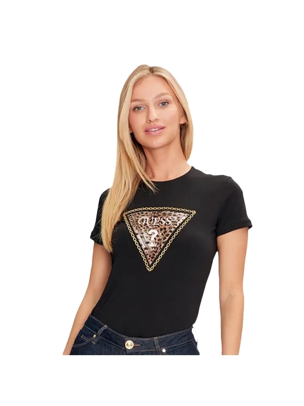 

Леопардовая футболка Guess, черный
