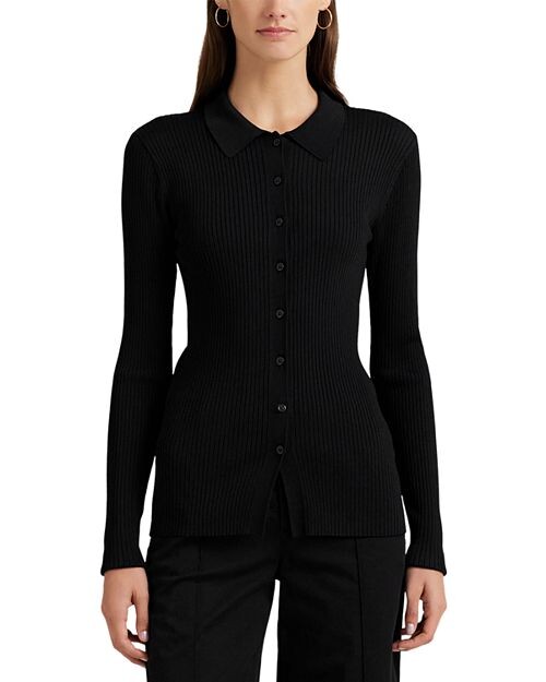 

Кардиган в рубчик с воротником Ralph Lauren, цвет Black
