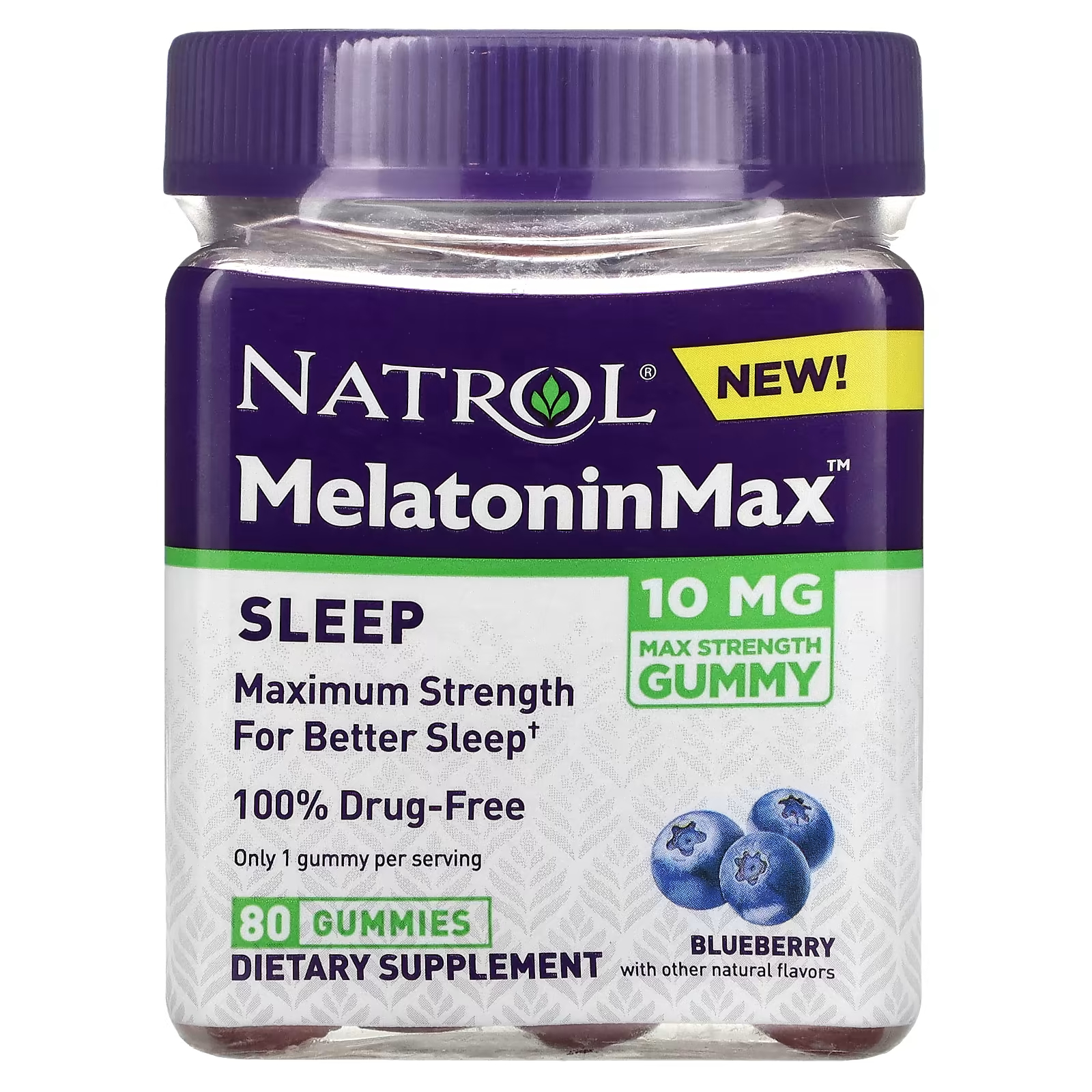Пищевая добавка Natrol MelatoninMax Sleep Blueberry, 80 жевательных таблеток natrol sleep calm клубника 60 жевательных таблеток