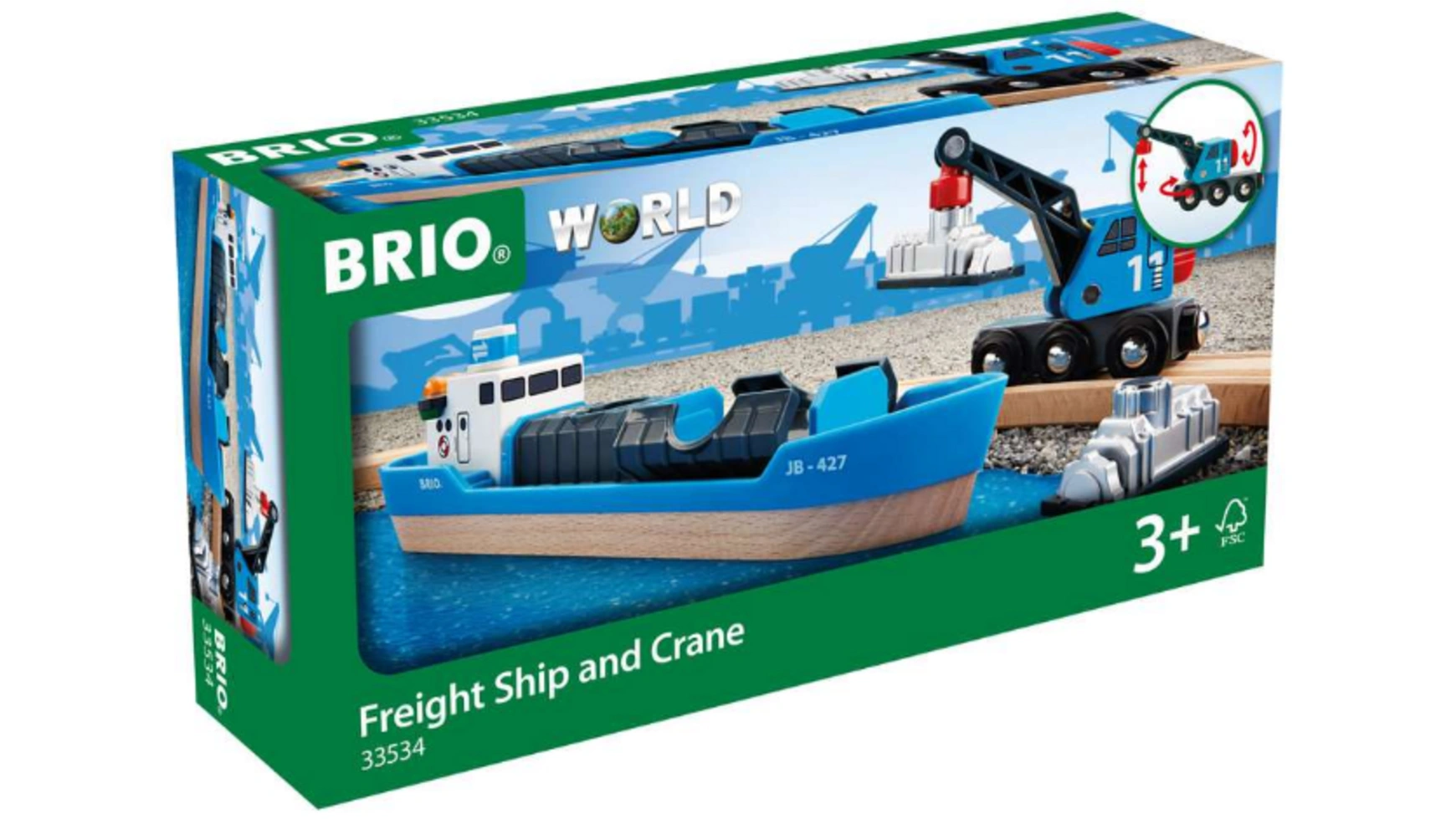 Brio Bahn Контейнеровоз с автокраном игровые наборы siku корабль контейнеровоз