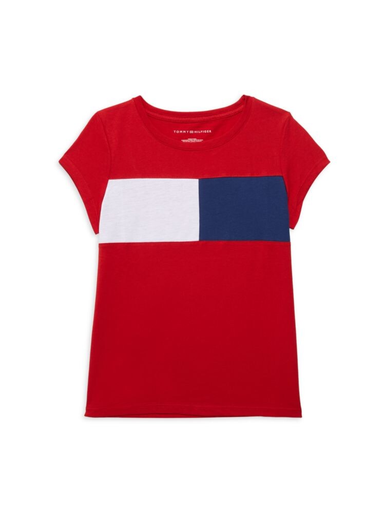 

Футболка с круглым вырезом и логотипом для девочек Tommy Hilfiger, красный